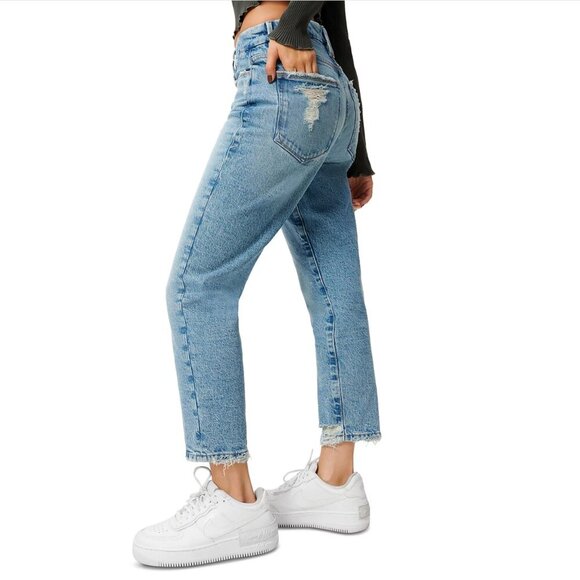 Good American Denim - Good American Good Girlfriend Broke Down Hem Denim Jeans - Blue - Size 27/4